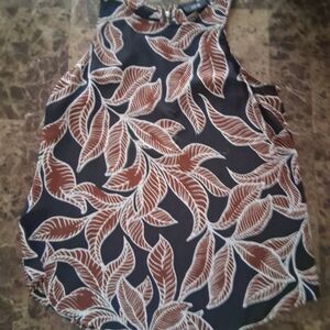 Apt. 9 Black and Brown Leaf Print Blouse